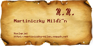 Martiniczky Milán névjegykártya